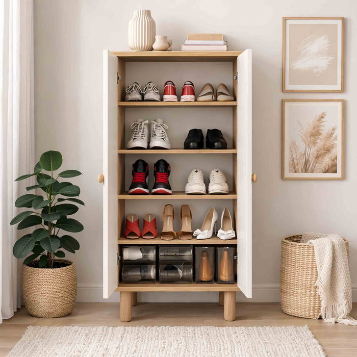 Hanah Home Ayka 1600-205 Armario Multiusos Blanco y Nogal